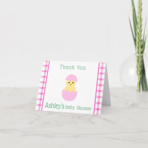 Baby Shower Mädchen Rosa Ei Kleines Küken  Dankeskarte