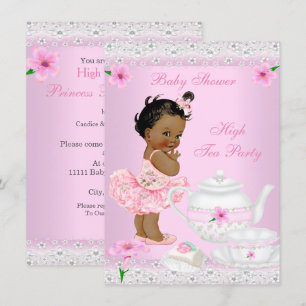 Baby Shower Mädchen Rosa High Tea Party Ethnisch Einladung