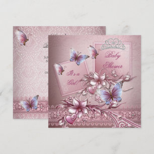 Baby Shower Mädchen Rosa Prinzessin Schmetterling Einladung