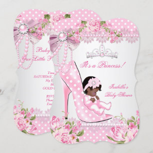 Baby Shower Mädchen Rosa Rose Polka Punkte High He Einladung
