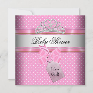 Baby Shower Mädchen Rosa Weiß Punkt Prinzessin Einladung
