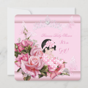 Baby Shower Mädchen Schmetterling Rosa Rose Baby 3 Einladung