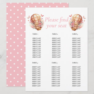 Baby Shower Mädchen Teddy Floral Ballon Diagramm  Einladung