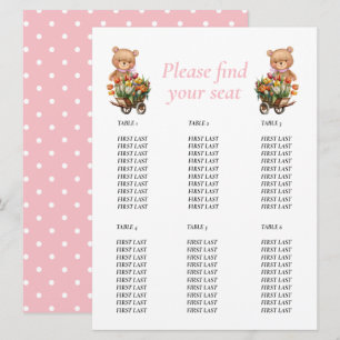 Baby Shower Mädchen Teddy Floral Rustic Karte