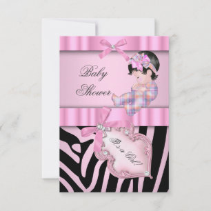 Baby Shower Mädchen Zebra Rosa Einladung