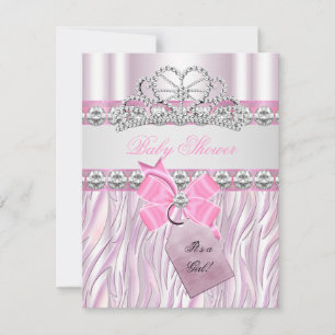 Baby Shower Mädchen Zebra Rosa Prinzessin Tiara Di Einladung
