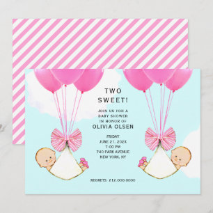 Baby Shower Mädchen Zwillinge Einladung