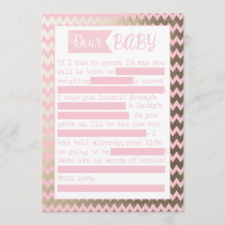 Baby Shower MadLibs Spiel, Rosa und Gold Foil Look Einladung
