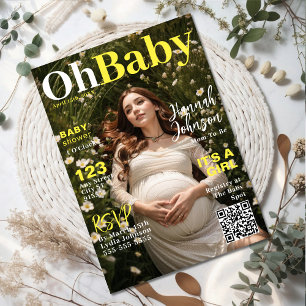 Baby Shower Magazine Cover Einladung