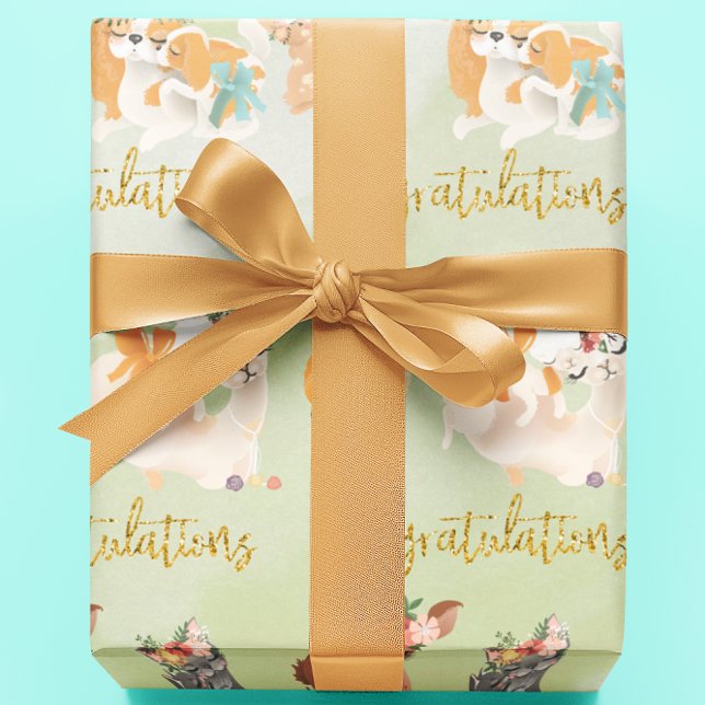 Baby Shower Mama Baby Animals Herzlichen Glückwuns Geschenkpapier (Von Creator hochgeladen)