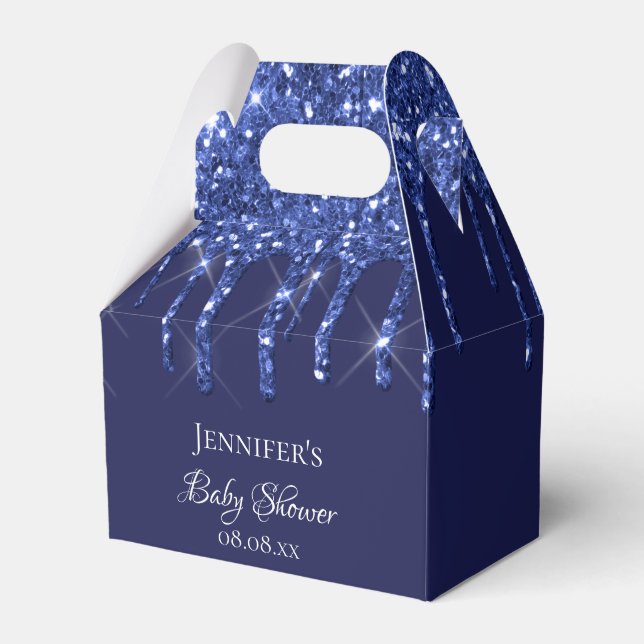 Baby Shower Marine Blue Glitzer Tropfen vielen Dan Geschenkschachtel (Vorderseite)