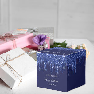 Baby Shower Marineblau Glitzer vielen Dank Geschenkschachtel