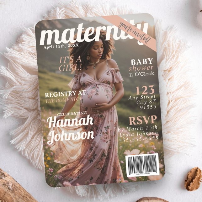 Baby Shower Maternity Magazine Cover Einladung (Von Creator hochgeladen)