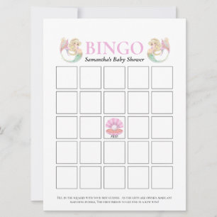 Baby Shower Meerjungfrau Mutter  Pink Weiß Bingo S Einladung