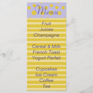 Baby Shower Menü "Gold Feet" Menükarte