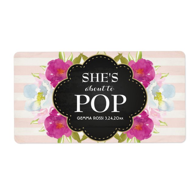 Baby Shower Mini Champagne Label Girl (Vorne)