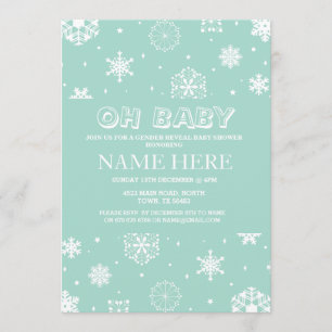 Baby Shower Mint Geneale Offenlegung Schneeflocke Einladung