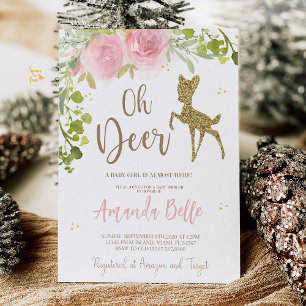 Baby Shower mit Reh-Motiv Einladung