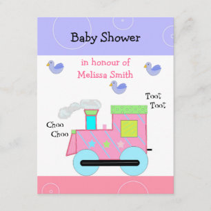 Baby Shower mit rosa Choo Choo Zug Einladung