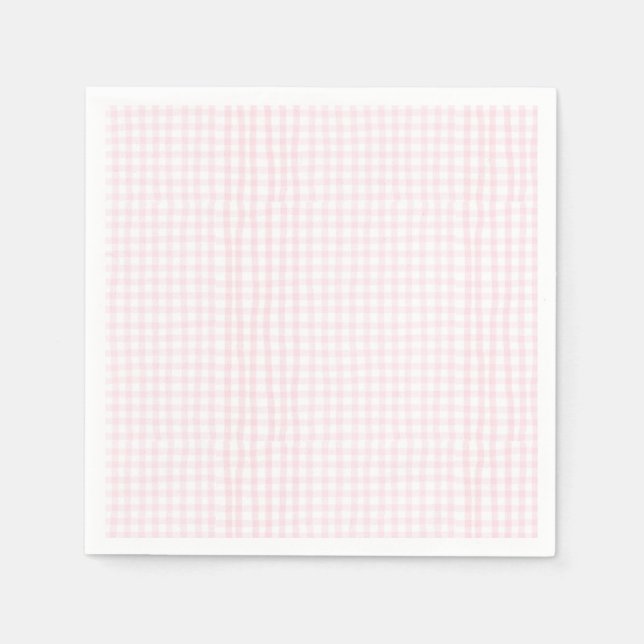Baby-Shower mit rosa Gingham Serviette (Vorderseite)