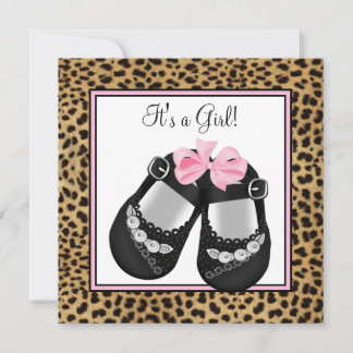 Baby Shower mit rosa Leopard Einladung