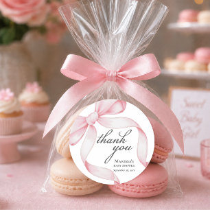 Baby Shower mit rosa Schleife Runder Aufkleber