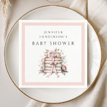 Baby-Shower mit rosa Schleifen-Buchstapel