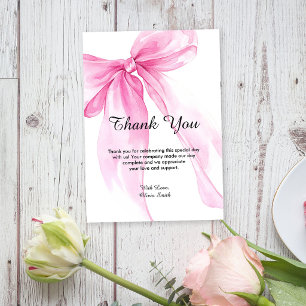 Baby-Shower mit rosa Schleifenband Dankeskarte