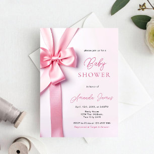 Baby Shower mit rosa Schleifenband Einladung