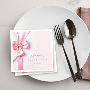 Baby Shower mit rosa Schleifenband Serviette