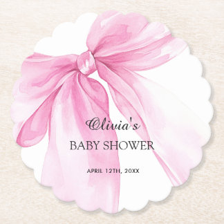 Baby Shower mit rosa Schleifenband Untersetzer