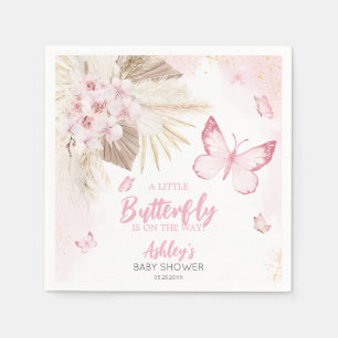 Baby Shower mit rosa Schmetterling Serviette
