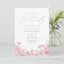 Baby Shower mit rosa Schmetterlingsblumen