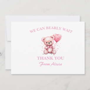 Baby Shower mit rosa Teddybär Dankeskarte