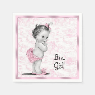 Baby Shower mit rosa Toile-Muster Serviette