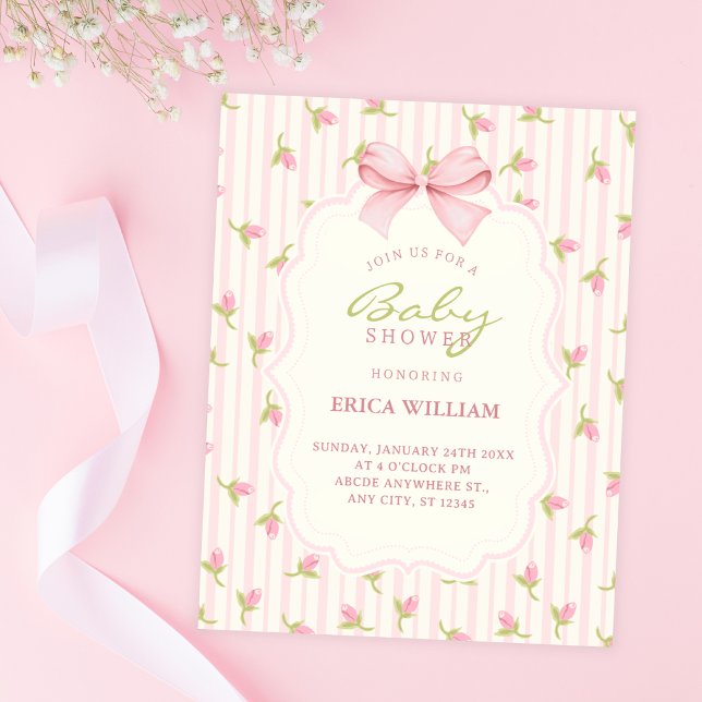 Baby-Shower mit rosa Tulpen Einladung (Von Creator hochgeladen)