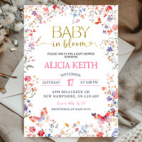 Baby Shower mit rosa Wildblumen-Baby in Blüte