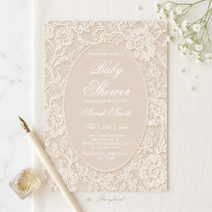 Baby-Shower mit Spitze  Einladung