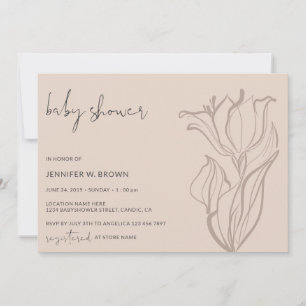 Baby-Shower Moderne Blush-Rosa Sanfte Pastell-Blum Einladung