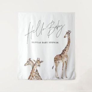 Baby Shower moderne Giraffe elegante Typografie Wandteppich