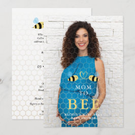 Baby Shower Mom to Bee Quote Bees Couple Photo Einladung