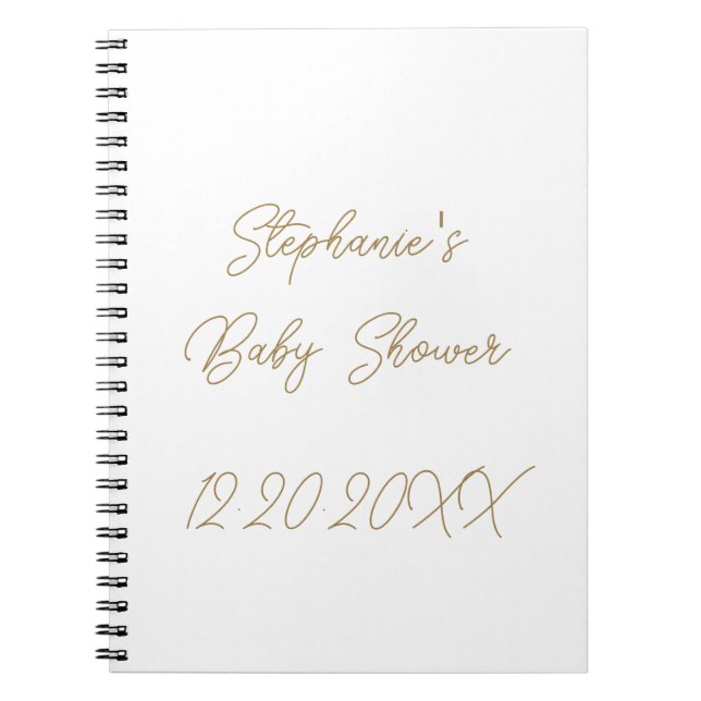 Baby Shower Monogram Elegant Gold Script Guest Notizblock (Vorderseite)