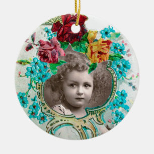 BABY SHOWER Monogramm Pink Amethyst Foto-Vorlage Keramik Ornament