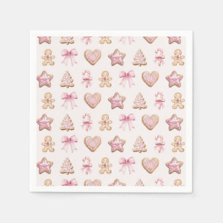 Baby-Shower-Muster für rosa Weihnachtskekse Serviette