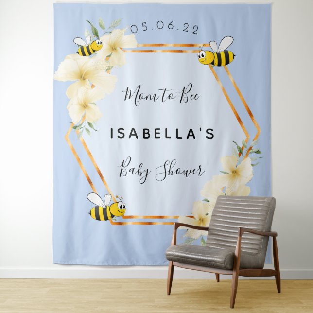 Baby Shower Mutter zu sein Hummeln blauen Junge Wandteppich (Beispiel)