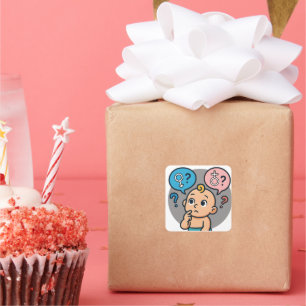 Baby-Shower-Namensumfragekarte Quadratischer Aufkleber