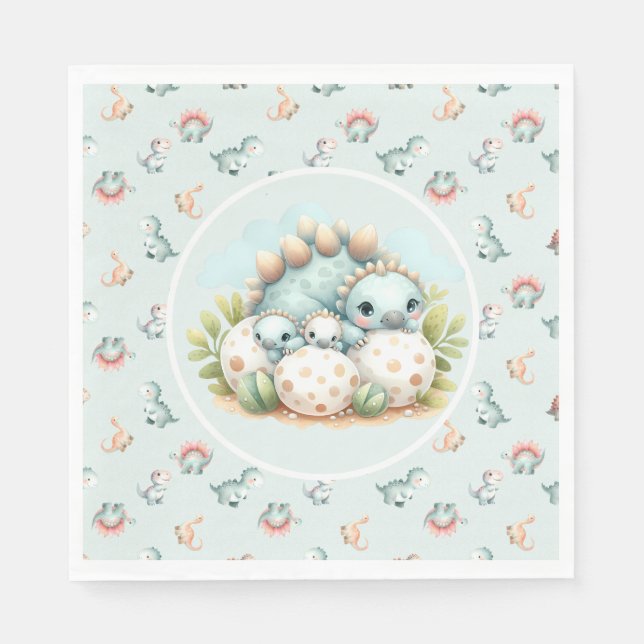 Baby Shower Napkin Dinosaur Dino Mite Table Serviette (Vorderseite)