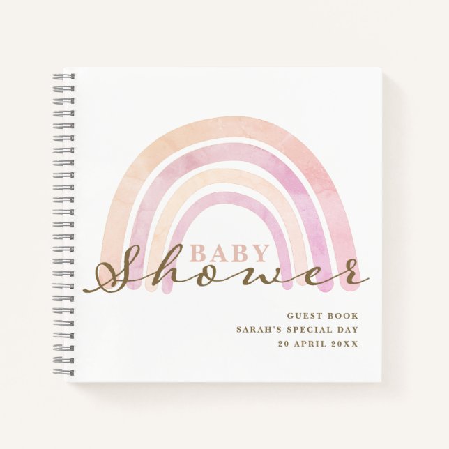 Baby Shower Neutral Rainbow Guest Book Notizbuch (Vorderseite)