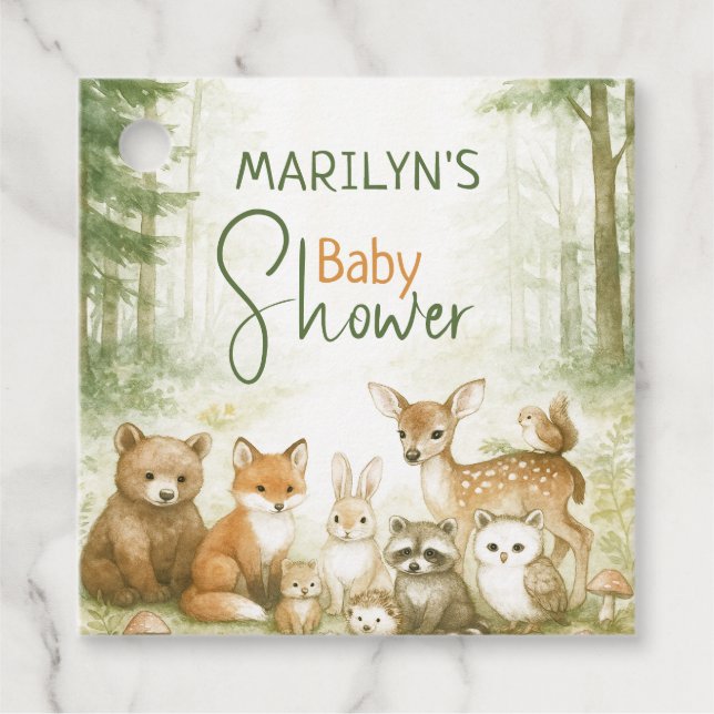 Baby Shower Niedlich Baby Animals Geschenkanhänger (Vorderseite)