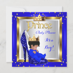 Baby Shower Niedlich Boy Prince Royal Blue Shoe C2 Einladung